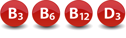 Obsahuje vitamín B3, vitamín B6, vitamín B12, Vitamín D3